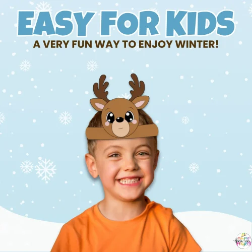 🧤 A fun winter activity kids love! This Reindeer Hat Printable includes full color + coloring pages for an engaging seasonal craft.