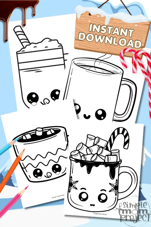 These adorable hot chocolate mug printables are a coloring party waiting to happen while the snowflakes dance outside! Ideal for kiddos of all ages, just hit print on some white or colorful construction paper and let the cocoa creativity explode! Everyone will have a chilly blast bringing these delightful mugs to life. Add a sprinkle of glitter or a few funky stickers for that extra dash of flair, and go wild with colors—make each mug as one-of-a-kind as a snowflake! Want to jazz it up? Stick on some cotton balls for a marshmallow or whipped cream vibe! Once you've dazzled them up, slap them on the fridge, showcase them on a winter wonderland bulletin board, or gift them to spread that warm and fuzzy cheer!