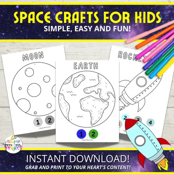 These out-of-this-world space color-by-number printables are a blast for little ones to sharpen those fine motor skills while getting cozy with letter recognition! Planet-themed worksheets are the perfect morning brain tickler or a stellar addition to your solar system lesson plan. Blast off into fun!