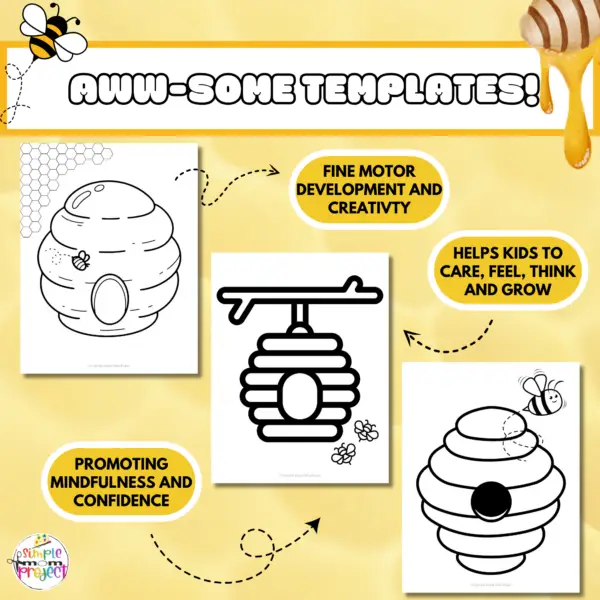 Our beehive coloring pages combine fun and learning, allowing kids to explore hive patterns and the importance of bees. They can unleash their creativity while developing fine motor skills and learning bee facts, such as honey production and pollination. This craft fosters a love for nature and blends art with education.