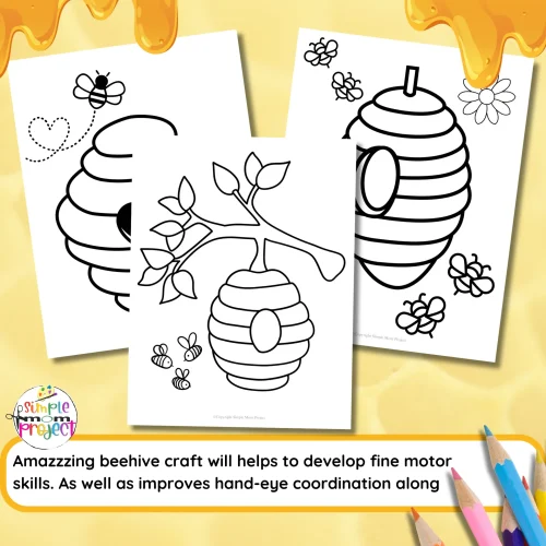 Our beehive coloring pages combine fun and learning, allowing kids to explore hive patterns and the importance of bees. They can unleash their creativity while developing fine motor skills and learning bee facts, such as honey production and pollination. This craft fosters a love for nature and blends art with education.