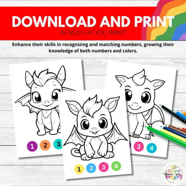 Dragon color by number printables enhance children's imagination and provide a fun, educational task. They help develop fine motor skills and color recognition as kids match numbers to colors, resulting in colorful dragon art. These activities also encourage storytelling and discussions about dragons, fostering imaginative growth. Suitable for home, classrooms, or playdates, they inspire joy and creativity in young artists.