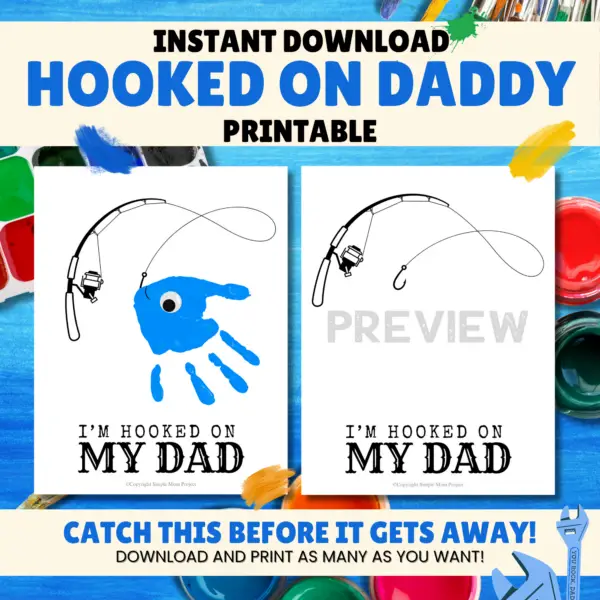 Looking for the ideal gift for Dad? Look no further than the charming handprint art project titled “Hooked on Daddy!” This creative endeavor is sure to bring a huge smile to his face! Simply print the template, gather some paint, and allow those tiny hands to craft a timeless masterpiece!