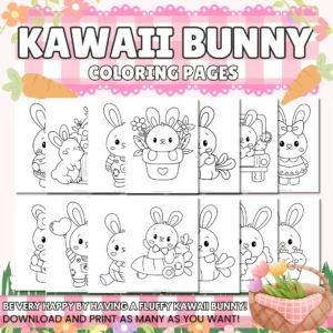 Ideal for classroom spring activities, home crafting bunny projects, or as a delightful enhancement to a spring basket, these adorable kawaii bunny coloring pages are bound to captivate any child! Inspire them to experiment with exciting coloring techniques such as blending and shading to bring their fluffy companions to life! To elevate the fun, consider adding glitter glue or small gems to make their creations sparkle!