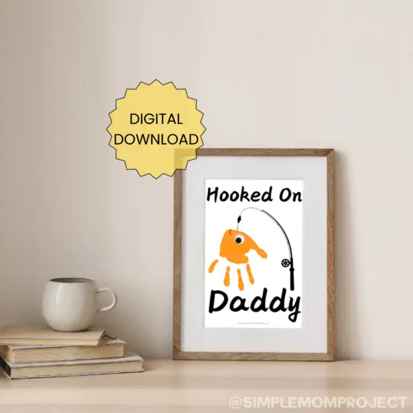 Searching for the perfect gift for Dad that will truly wow him? Introducing the handprint art project, “Hooked on Daddy!” This creative idea is guaranteed to bring a huge smile to his face! Simply print the template, grab some paint, and let those little hands create a unique masterpiece!