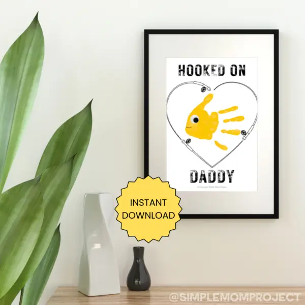 Engaging Hooked on Daddy Handprint Printable Craft Template - Image 7