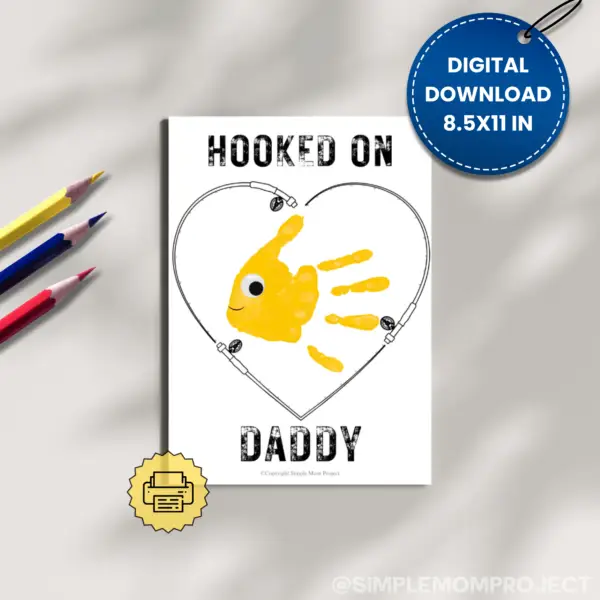 Engaging Hooked on Daddy Handprint Printable Craft Template - Image 6