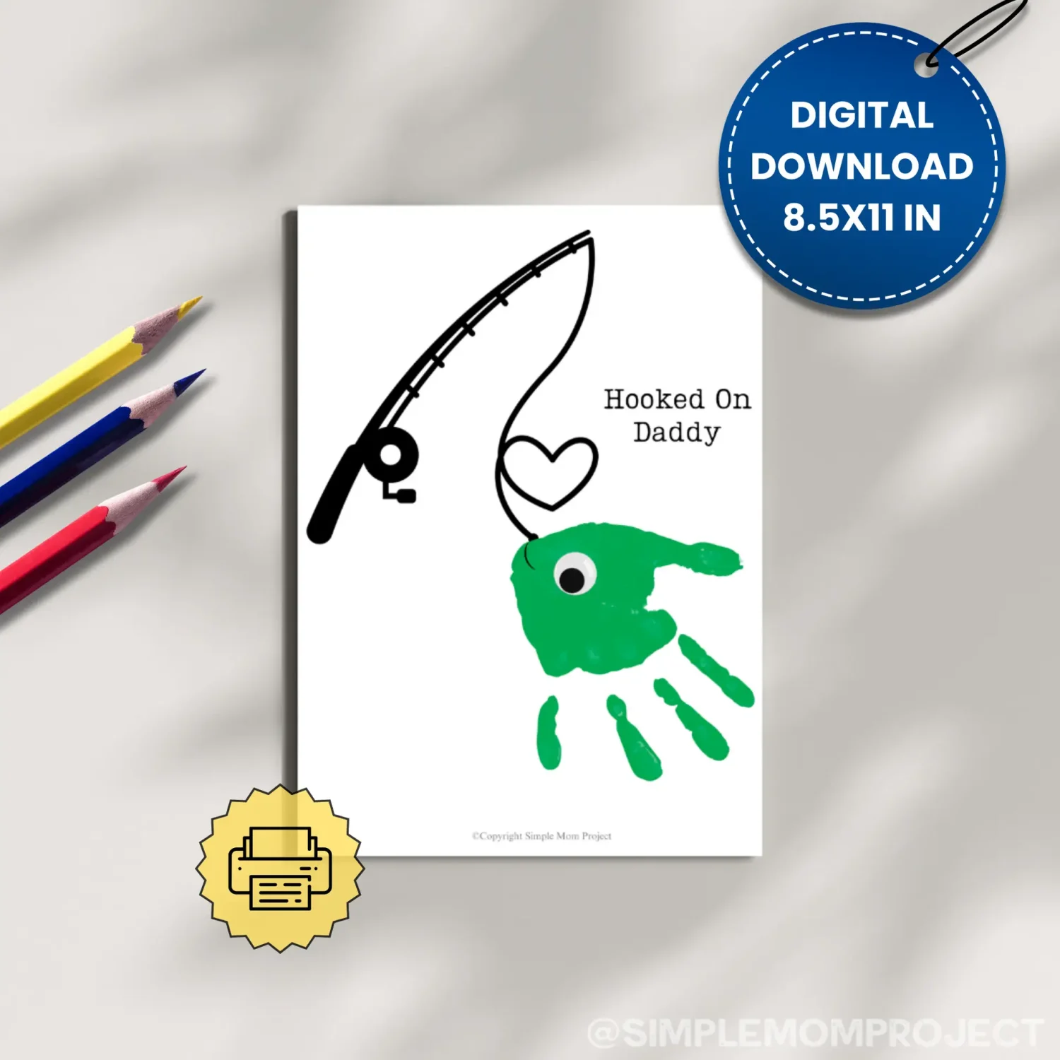 Searching for the perfect gift that will bring a joyful smile to Dad's face? Check out the delightful handprint art project called “Hooked on Daddy!” This is guaranteed to create a huge smile! Simply download the template, gather some vibrant paints, and let those little hands express their creativity like true Picassos!