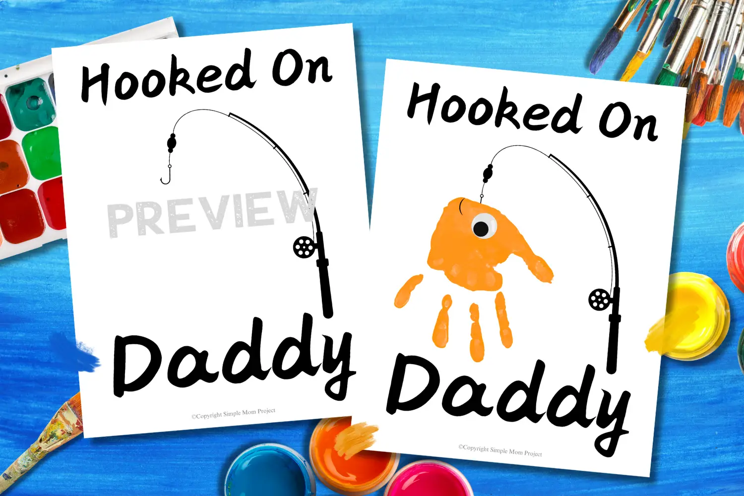 Searching for the perfect gift for Dad that will truly wow him? Introducing the handprint art project, “Hooked on Daddy!” This creative idea is guaranteed to bring a huge smile to his face! Simply print the template, grab some paint, and let those little hands create a unique masterpiece!