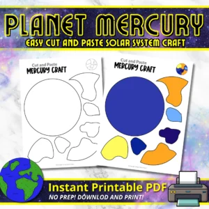 Prepare for an extraordinary adventure to discover the mysteries of Mercury! Gather your young explorers, some interesting facts, coloring supplies, and our fantastic printable Mercury planet craft template! Immerse yourselves in this cosmic creation with your little ones and let the galactic excitement commence! You can attach it to a paper plate or turn it into a stunning artwork using paint – the option is yours! Don't wait! Click that download button and start crafting with our Mercury template today!