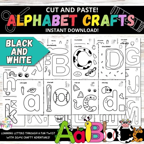 Grab these delightful lowercase alphabet crafts in both black and white options, featuring designs from A to Z! Each letter boasts its own unique style, ready to spark the creativity of your young learners. Ideal for classroom activities, educational home decor, or creative projects, these treasures transform black and white lowercase alphabet exploration into an exciting journey. Simply print, cut, color, and let the fun of assembly commence! Perfect for teachers, parents, and anyone looking to add a touch of hands-on enjoyment to learning!
