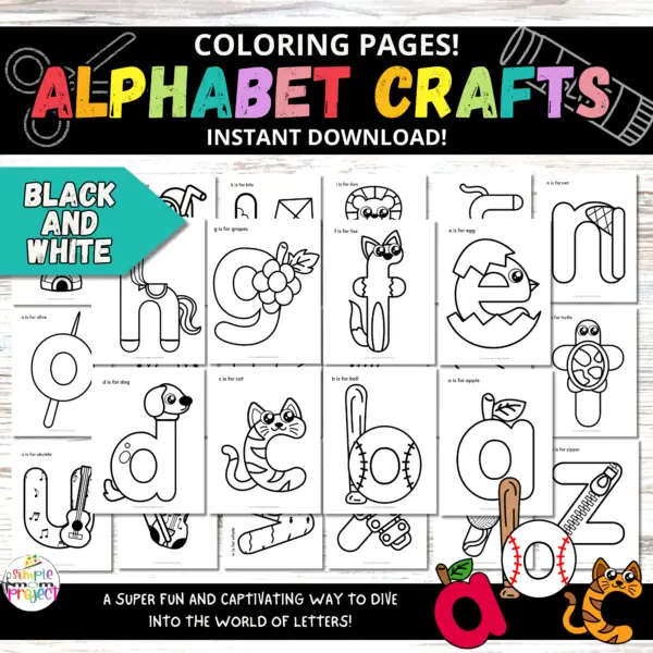 Get your hands on these snazzy black and white lowercase alphabet crafts, from A to Z! Each letter struts its own quirky style, ready to spark creativity in your little learners. Whether you're diving into classroom antics, jazzing up home decor, or embarking on crafty escapades, these beauties transform lowercase letter fun into an exciting adventure. Just print, snip, color, and let the crafting bash commence! Perfect for teachers, parents, and anyone itching to add a sprinkle of hands-on joy to learning!