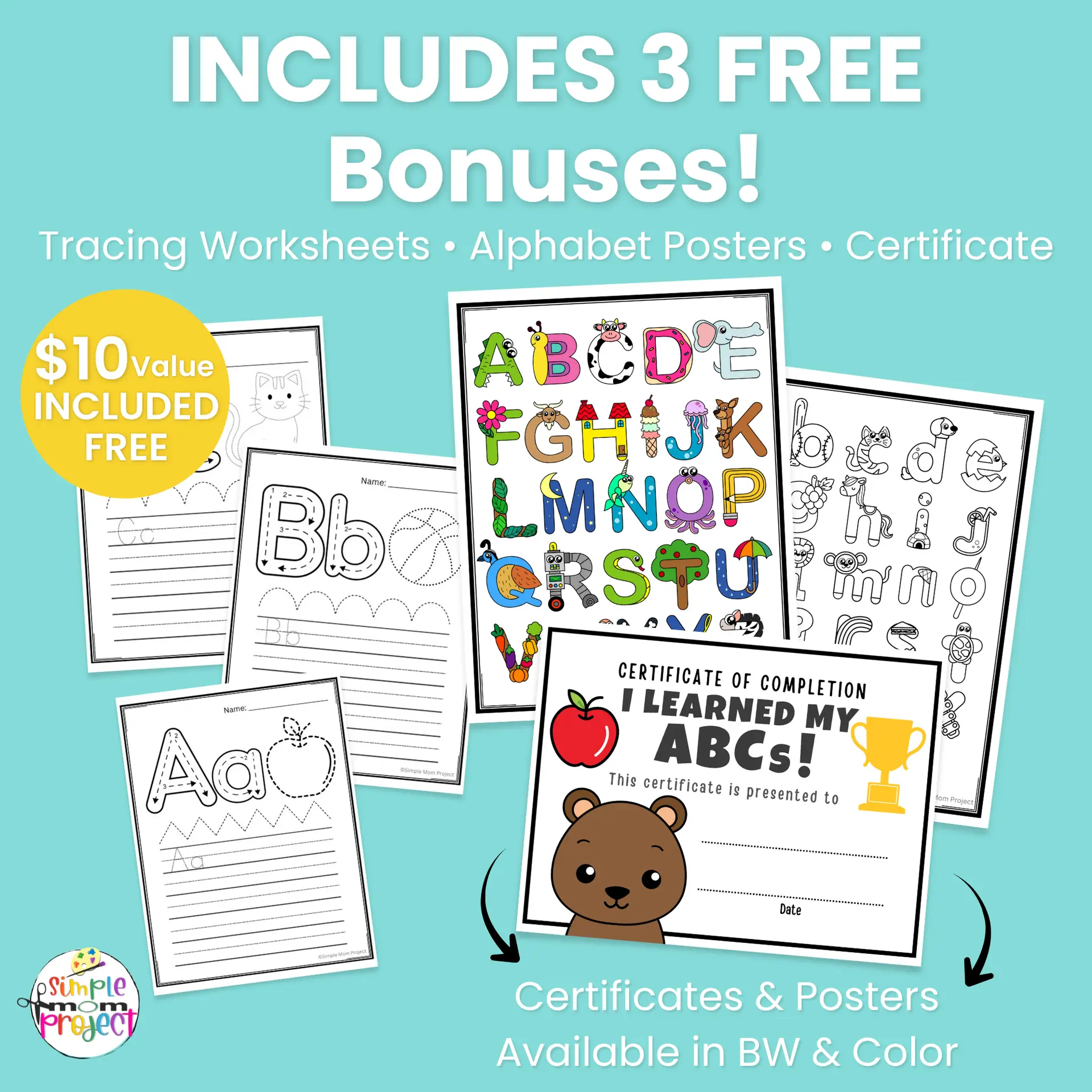 Turn letter learning into play! This complete alphabet craft bundle includes color + B&W templates, tracing sheets, and posters — everything you need for hands-on letter recognition activities.