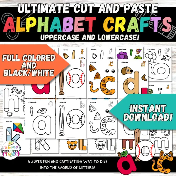 Grab these delightful lowercase alphabet crafts in both black and white and pre-colored options, featuring designs from A to Z! Each letter boasts its own unique style, ready to spark the creativity of your young learners. Ideal for classroom activities, educational home decor, or creative projects, these treasures transform lowercase alphabet exploration into an exciting journey. Simply print, cut, color, and let the fun of assembly commence! Perfect for teachers, parents, and anyone looking to add a touch of hands-on enjoyment to learning!