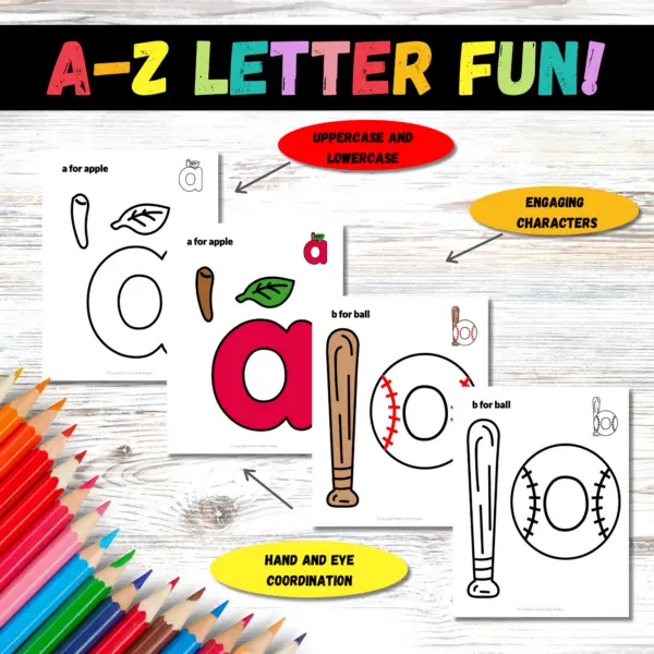 Grab these delightful lowercase alphabet crafts in both black and white and pre-colored options, featuring designs from A to Z! Each letter boasts its own unique style, ready to spark the creativity of your young learners. Ideal for classroom activities, educational home decor, or creative projects, these treasures transform lowercase alphabet exploration into an exciting journey. Simply print, cut, color, and let the fun of assembly commence! Perfect for teachers, parents, and anyone looking to add a touch of hands-on enjoyment to learning!