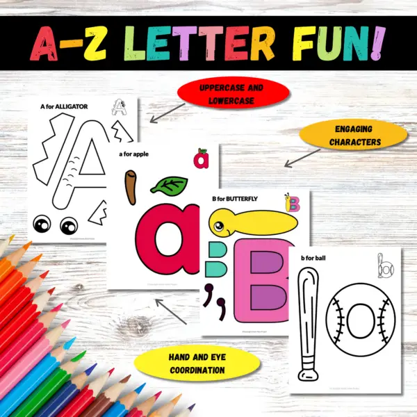 Upper and lowercase alphabet cut-and-paste crafts for kids spark creativity and enhance learning. These crafts feature various designs, available in black-and-white or pre-colored options, allowing children to express their artistic flair. They provide hands-on experiences that develop fine motor skills while reinforcing letter recognition and phonics. Ideal for classrooms or home, these activities make learning the alphabet fun. Kids can print, cut, and paste to create vibrant displays, transforming each letter into a cherished masterpiece.