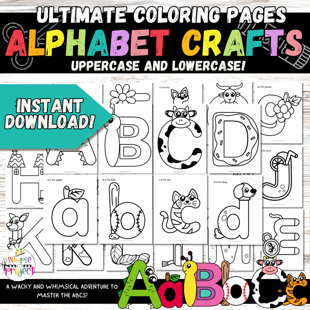 Cute Capital and Lowercase Alphabet Coloring Pages | Full Page | Complete Alphabet Worksheets