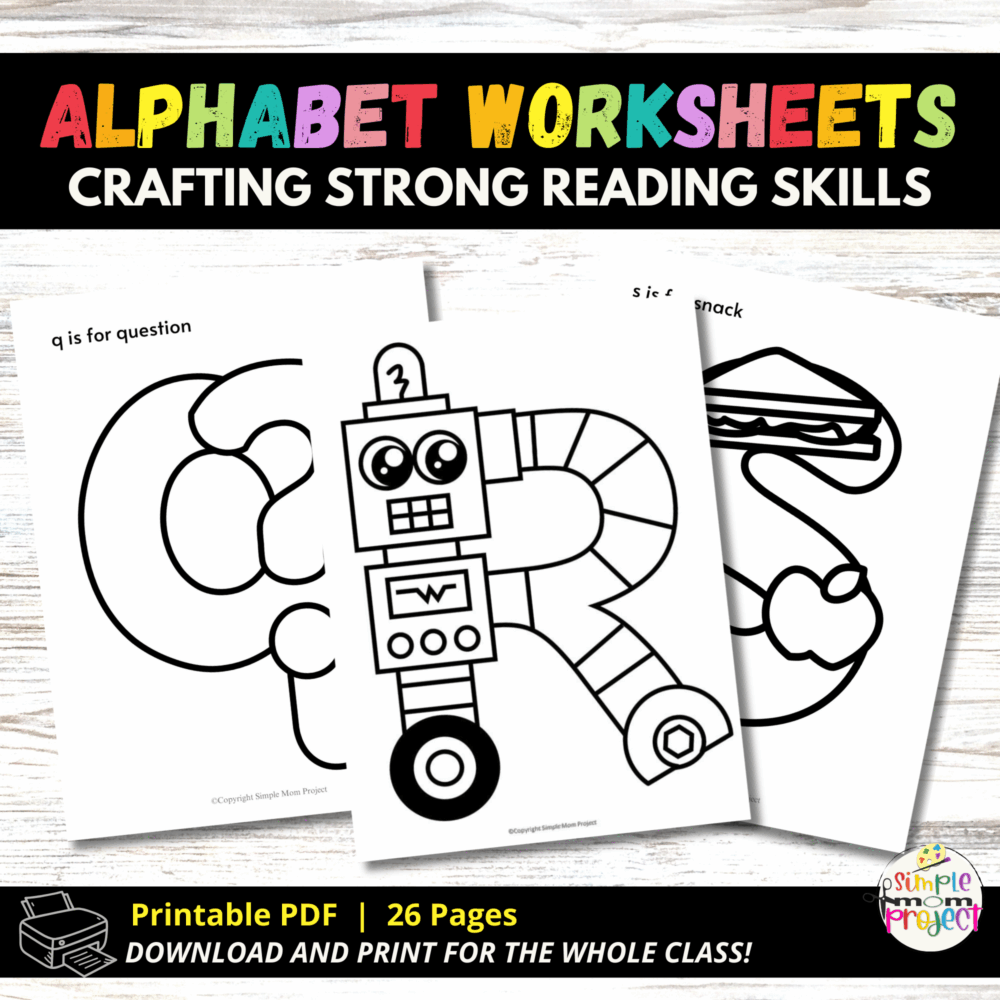 Cute Capital and Lowercase Alphabet Coloring Pages | Full Page | Complete Alphabet Worksheets - Image 4
