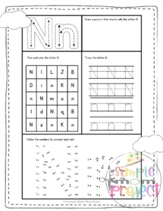 Letter n printable, n worksheets, instant download, n preschool, toddlers, n coloring page, n uppercase, n lowercase, abc kindergarten, letter n phonics, letter n handwriting, letter n tracing, letter n pdf
