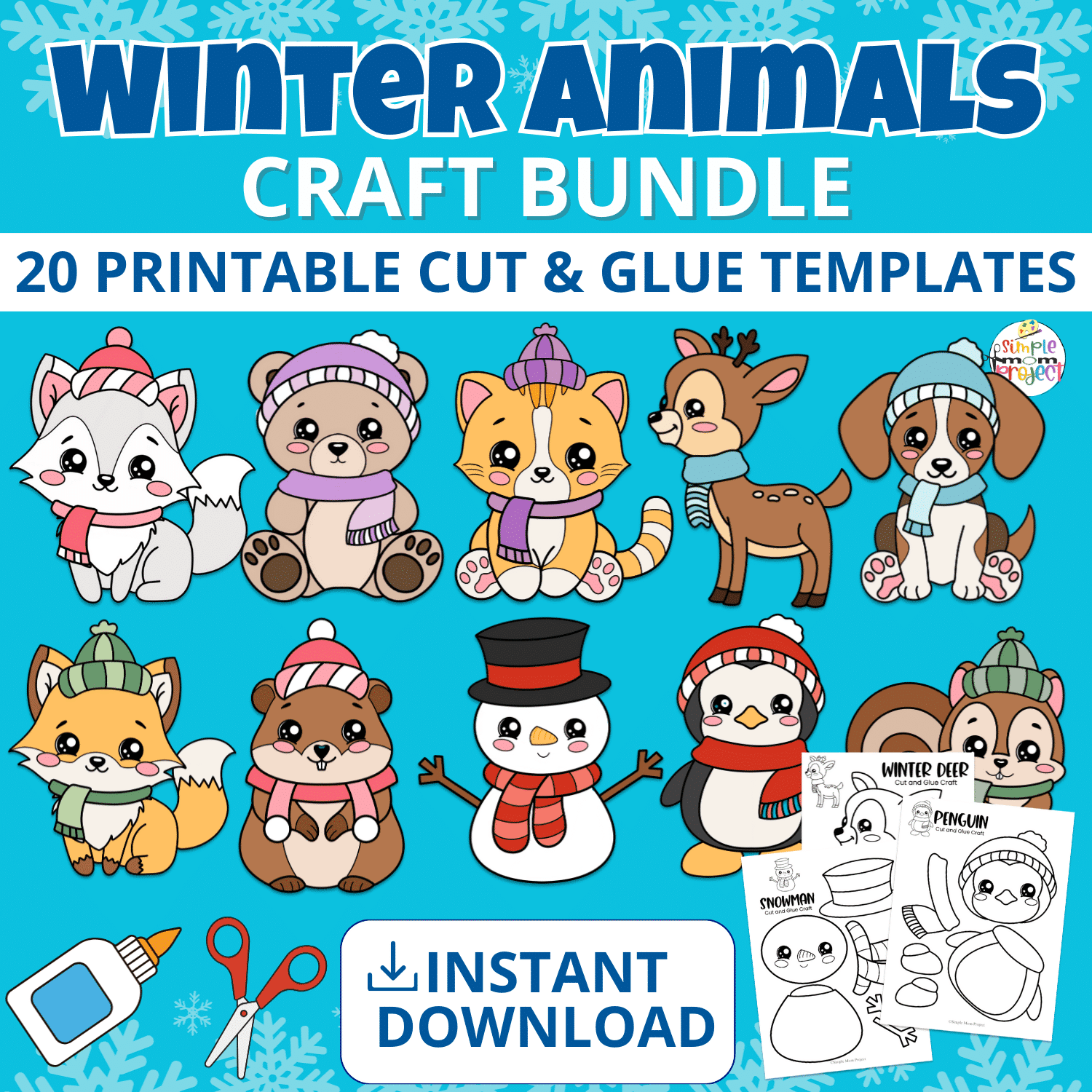 Winter Animals Craft Bundle Printable – Cut and Paste Winter Crafts for Preschool and Kindergarten