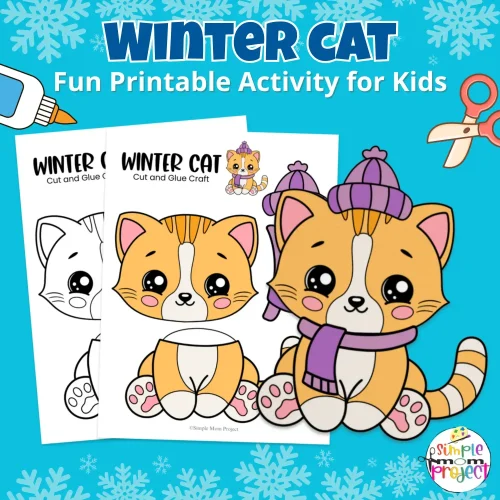 Add this adorable Winter Cat Craft to your winter animal theme! Kids cut, paste, and create their own cat while building fine motor skills. Great for preschool classrooms, homeschool, or at home.