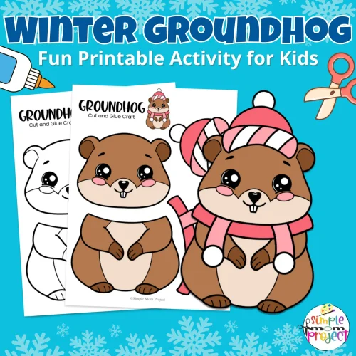 Celebrate Groundhogs with this fun cut and paste groundhog craft! A printable activity perfect for preschool, kindergarten, classrooms, and homeschool learning.