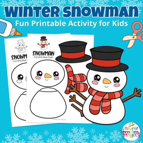 Looking for a fun ❄️ winter activity? This printable snowman craft is perfect for preschool & kindergarten! Includes color + B/W templates. ✂️
