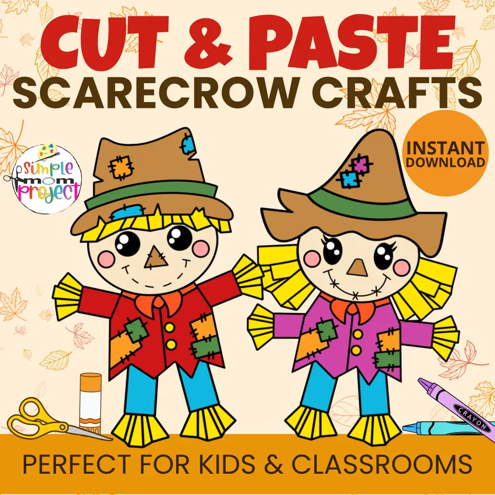 Make fall fun with this Scarecrow Cut & Paste Craft! Kids will love cutting, pasting, and coloring their own scarecrow. Perfect for classrooms, homeschool, or family craft time. Instant PDF download! ✂️🖍️