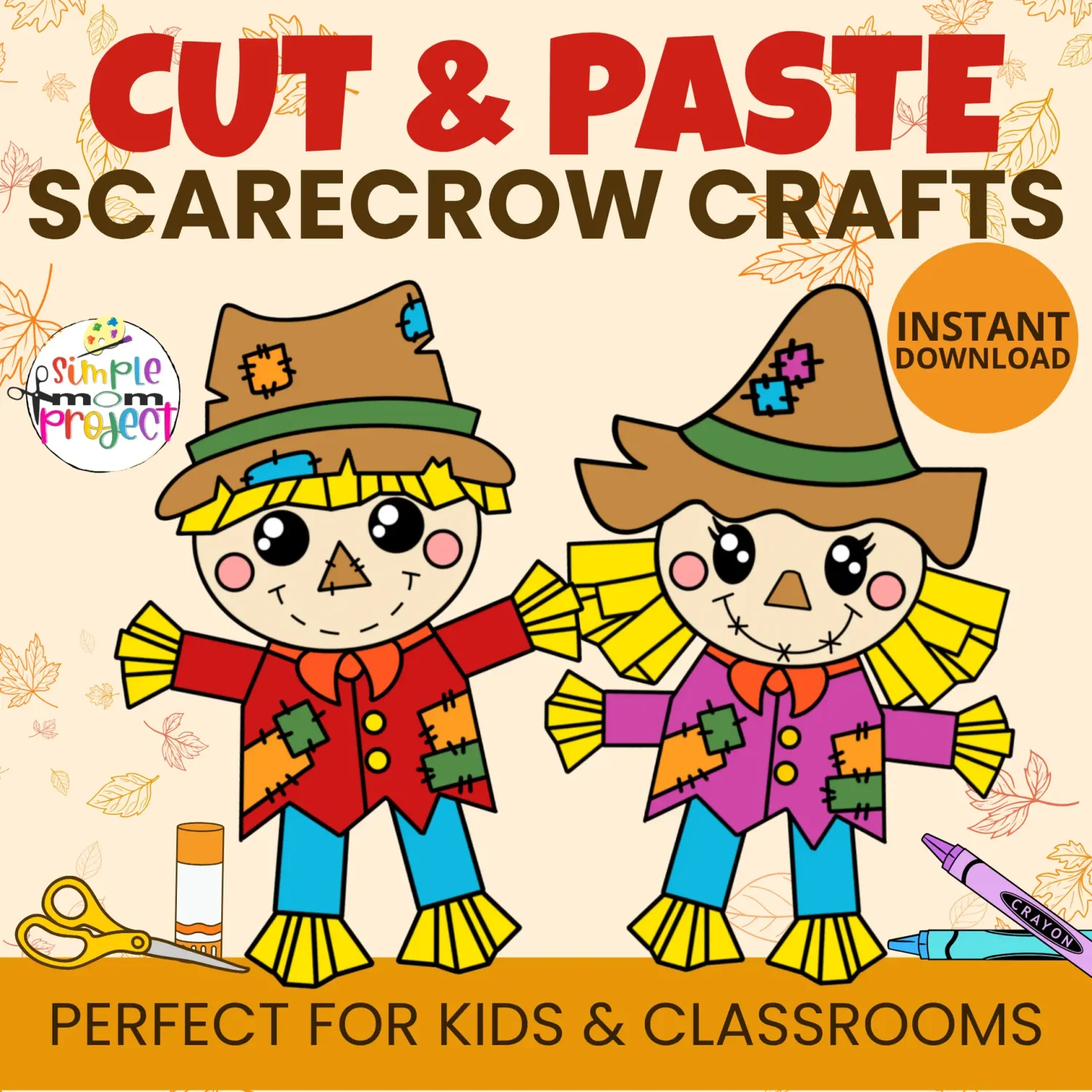 Make fall fun with this Scarecrow Cut & Paste Craft! Kids will love cutting, pasting, and coloring their own scarecrow. Perfect for classrooms, homeschool, or family craft time. Instant PDF download! ✂️🖍️