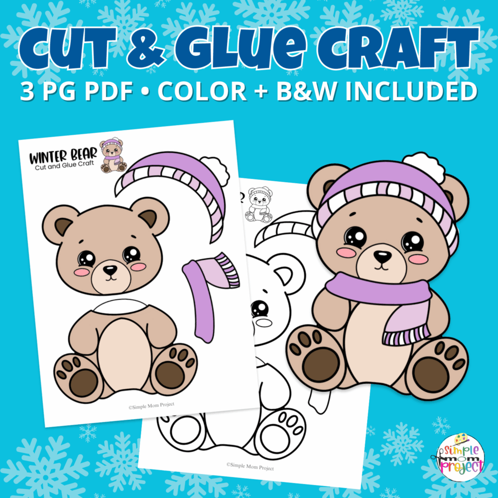 ❄️🐻 Teachers and parents love this Winter Bear Craft because it’s a no-prep winter craft for kids. Ideal for preschool winter worksheets, homeschool winter activities, and simple paper crafts for kids. Just print, cut, and paste for an adorable bear everyone will love!