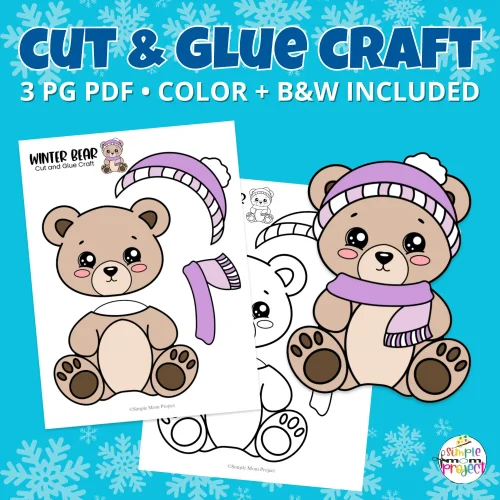 ❄️? Teachers and parents love this Winter Bear Craft because it’s a no-prep winter craft for kids. Ideal for preschool winter worksheets, homeschool winter activities, and simple paper crafts for kids. Just print, cut, and paste for an adorable bear everyone will love!
