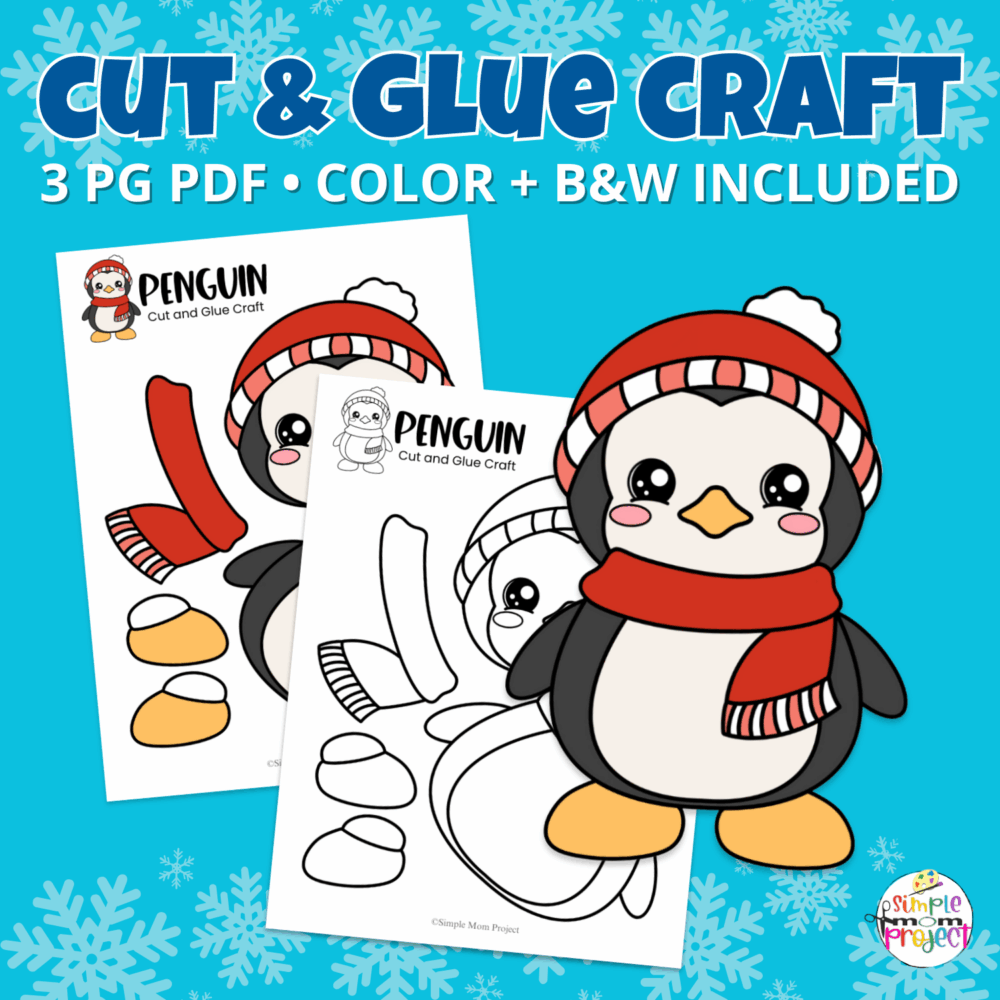 🐧 Keep kids busy this winter with this easy penguin craft! Just print, cut, and glue for a fun screen-free activity perfect for preschool and kindergarten.