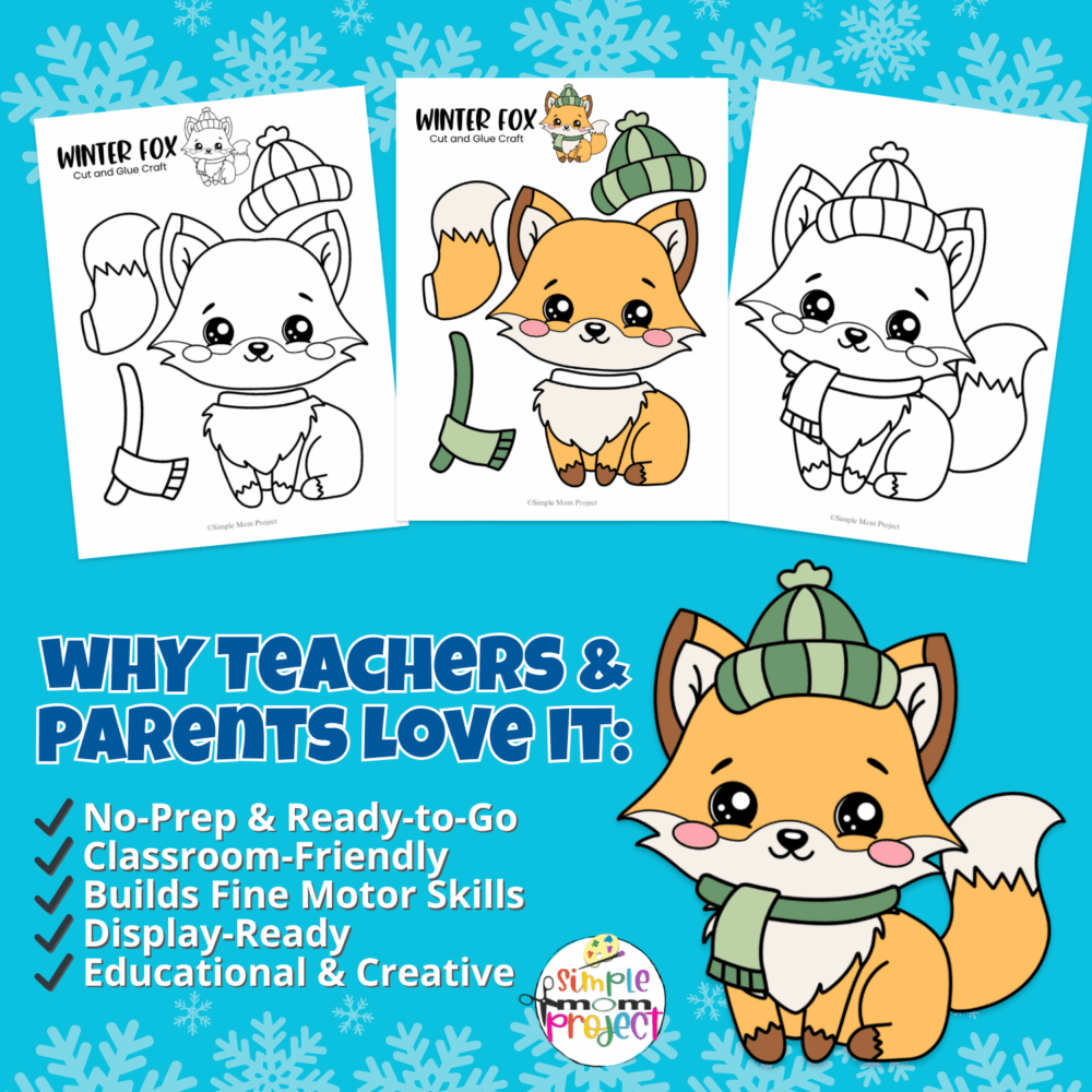 Keep kids busy this season with a fun Winter Fox Craft! This printable cut-and-paste activity is perfect for preschool, kindergarten, or homeschool winter lessons.