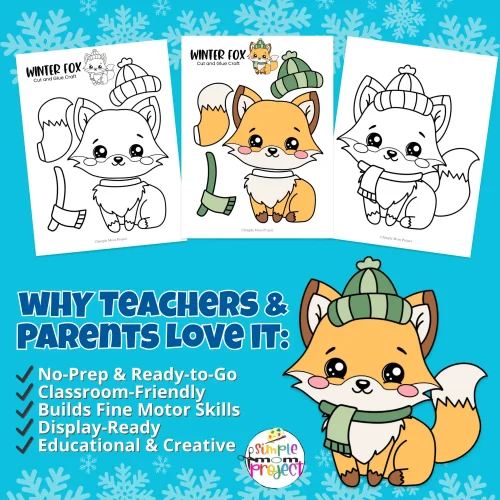 Keep kids busy this season with a fun Winter Fox Craft! This printable cut-and-paste activity is perfect for preschool, kindergarten, or homeschool winter lessons.