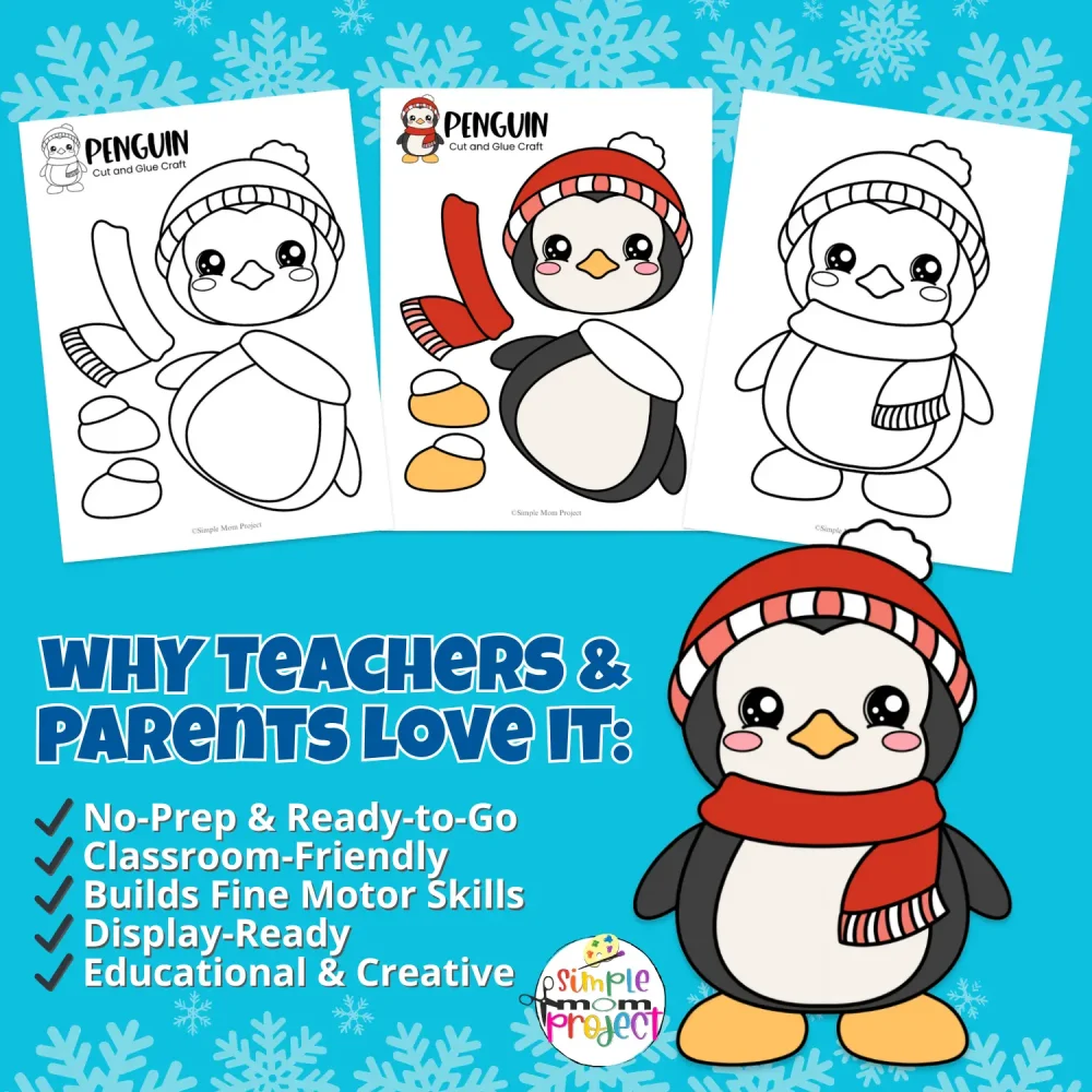 ❄️ Looking for a winter classroom craft? This printable penguin template is great for bulletin boards, homeschool, or cozy family time.