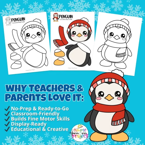 ❄️ Looking for a winter classroom craft? This printable penguin template is great for bulletin boards, homeschool, or cozy family time.