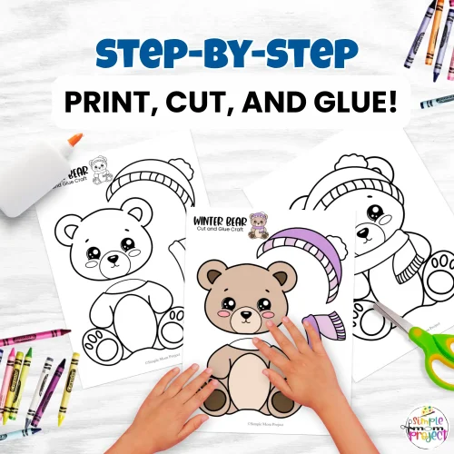 ?❄️ This Winter Bear Craft Printable is the perfect way to add fun to your preschool winter craft activities. Kids will love this cut and paste winter craft, and teachers can easily use it for classroom winter bulletin board ideas or seasonal lessons. Great for homeschool, daycare, or simple screen-free winter activities!