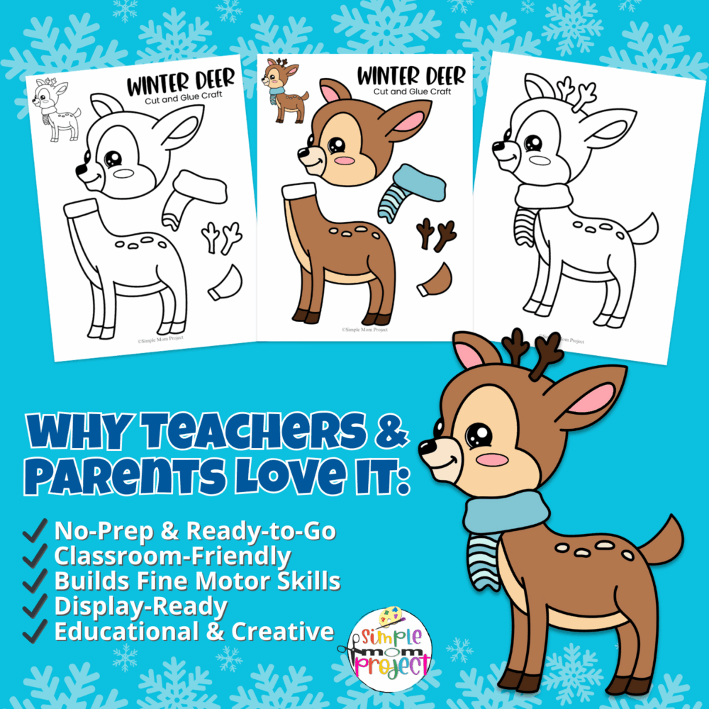 🎨 Make learning fun with this woodland animal craft! Kids can cut, paste, and build their own winter deer—ideal for early learners and teachers.