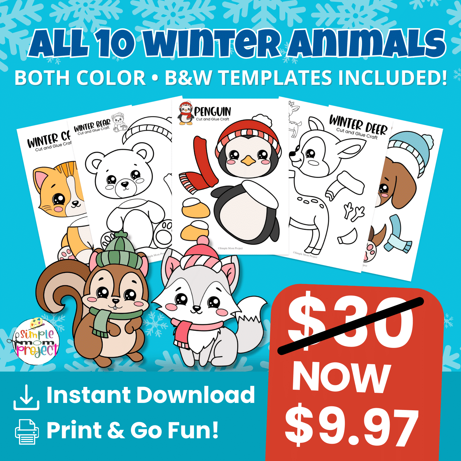 Winter Animal Craft Bundle Save Money with Printable Winter Activities
