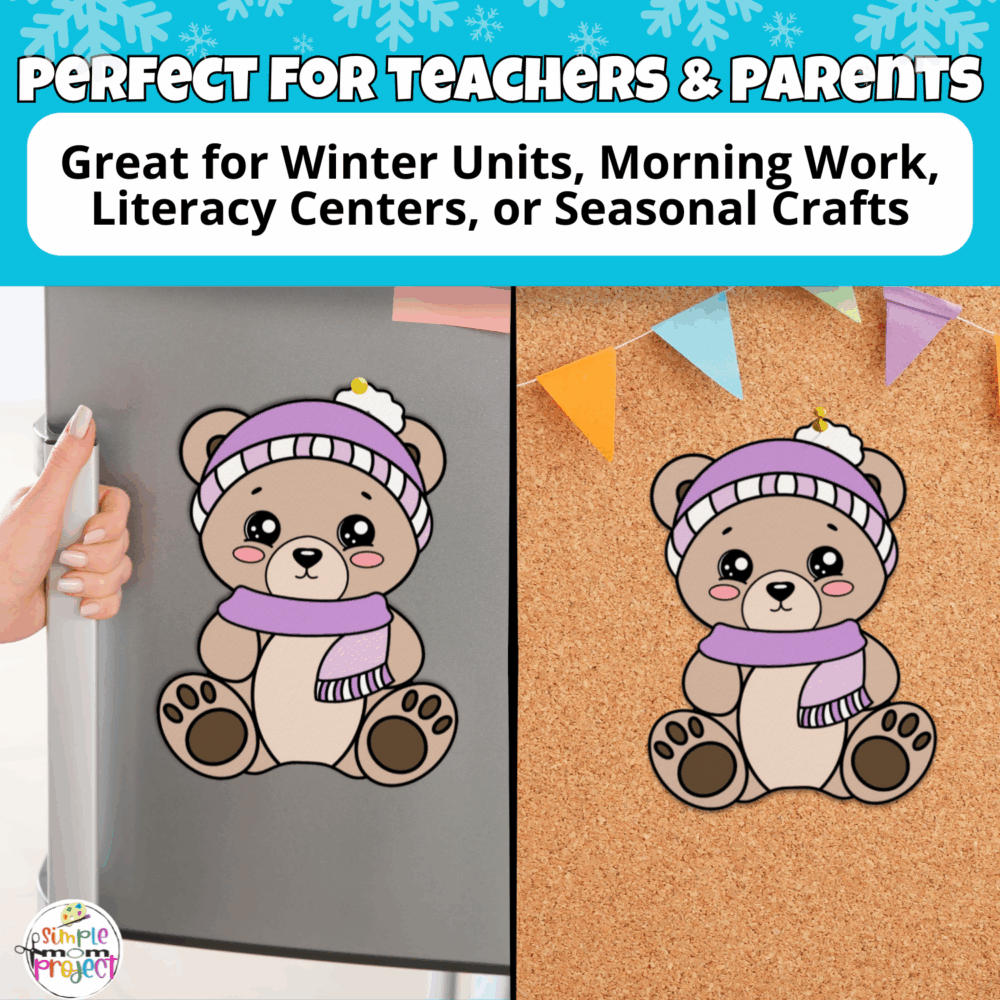 🎨✂️ Keep kids engaged with this easy bear craft for kids! Perfect for winter crafts for kids, this printable winter animal template is simple to use—just print, cut, and glue. Great for homeschool winter activities, kindergarten winter worksheets, or a cozy afternoon craft at home.