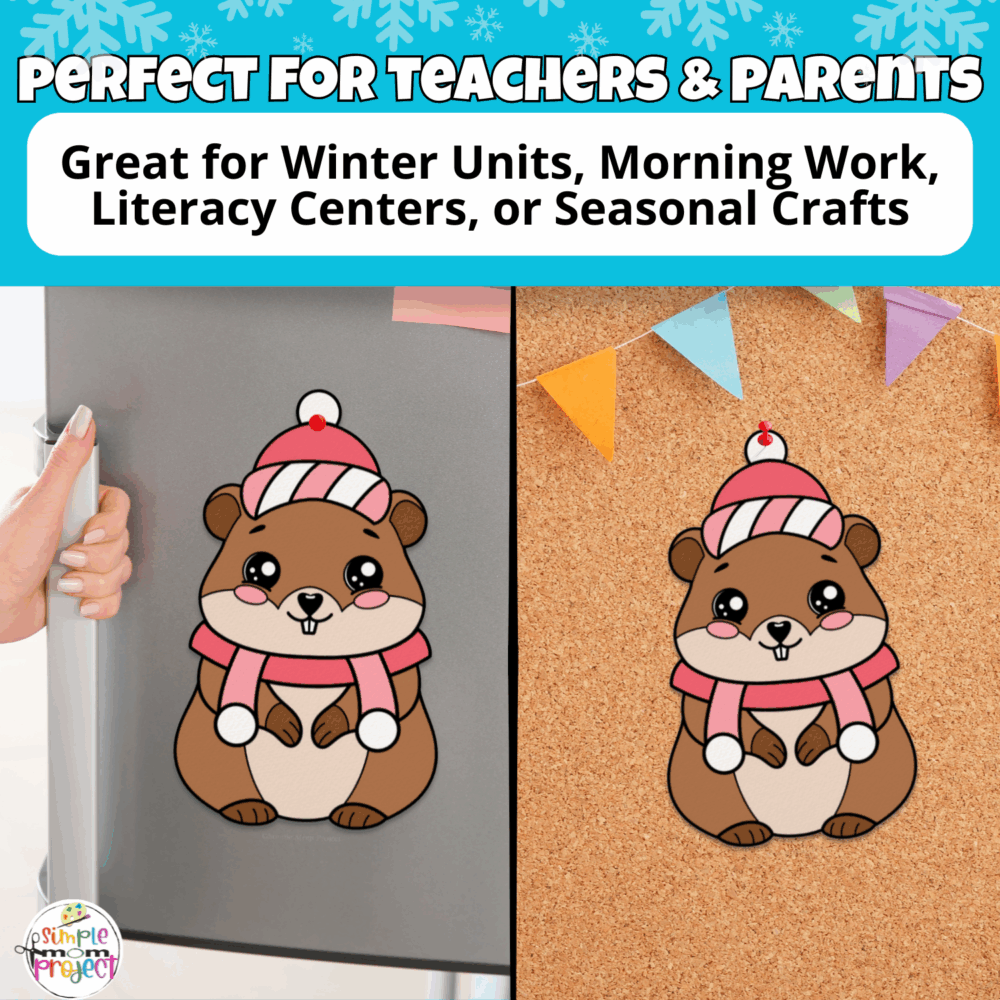 Engage kids with this adorable groundhog craft template. ?️ Great for fine motor practice, bulletin boards, & screen-free fun.
