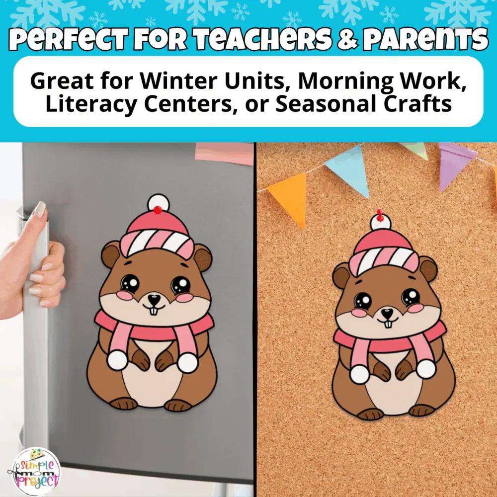 Engage kids with this adorable groundhog craft template. ?️ Great for fine motor practice, bulletin boards, & screen-free fun.