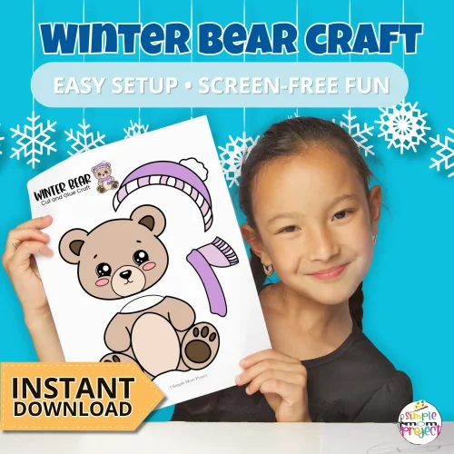?❄️ This Winter Bear Craft Printable is the perfect way to add fun to your preschool winter craft activities. Kids will love this cut and paste winter craft, and teachers can easily use it for classroom winter bulletin board ideas or seasonal lessons. Great for homeschool, daycare, or simple screen-free winter activities!
