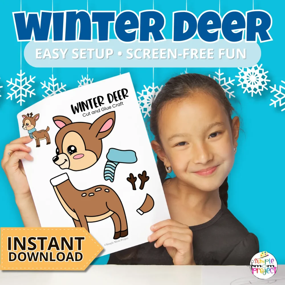 ? Add this winter deer template to your preschool or kindergarten lesson plans! A creative cut-and-paste craft that kids will be proud to display.