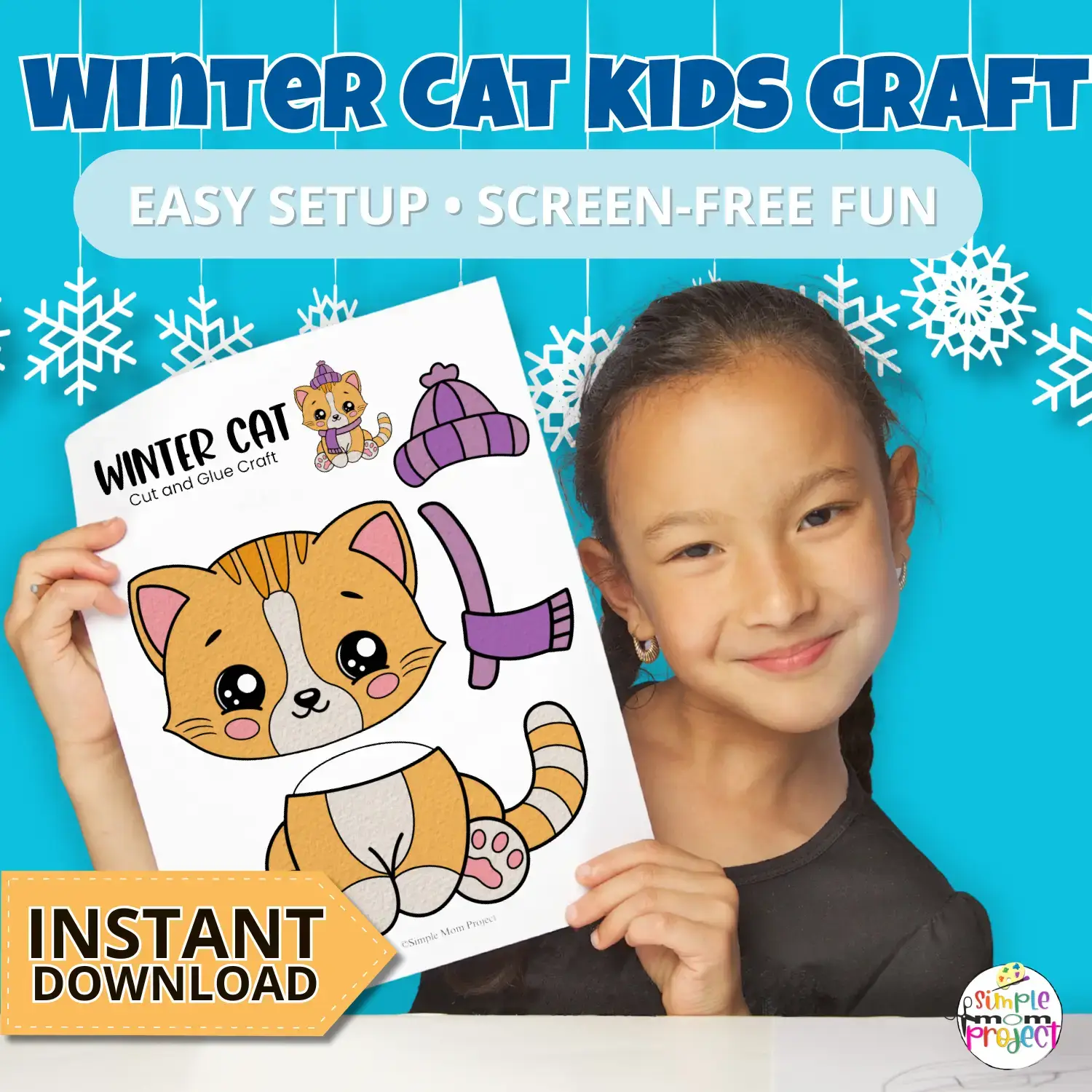 Looking for winter crafts for kids? This Winter Cat Craft is a printable cut and paste activity that’s fun, easy, and engaging. Great for teachers, parents, and homeschoolers.