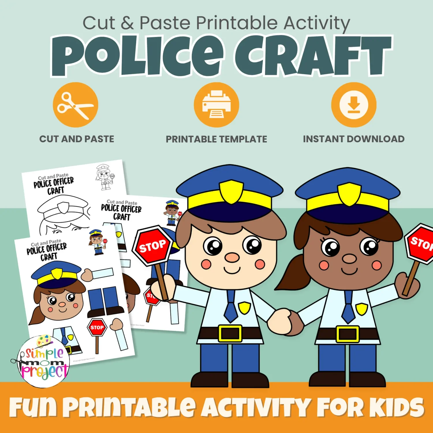 This police officer cut & paste community helper craft is a fun, hands-on activity for preschool and kindergarten learners. Kids practice cutting, gluing, and fine motor skills while learning about police officers. Includes FREE bonus tracing, labeling, and coloring pages. Perfect for classrooms or homeschool.