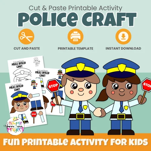 This police officer cut & paste community helper craft is a fun, hands-on activity for preschool and kindergarten learners. Kids practice cutting, gluing, and fine motor skills while learning about police officers. Includes FREE bonus tracing, labeling, and coloring pages. Perfect for classrooms or homeschool.