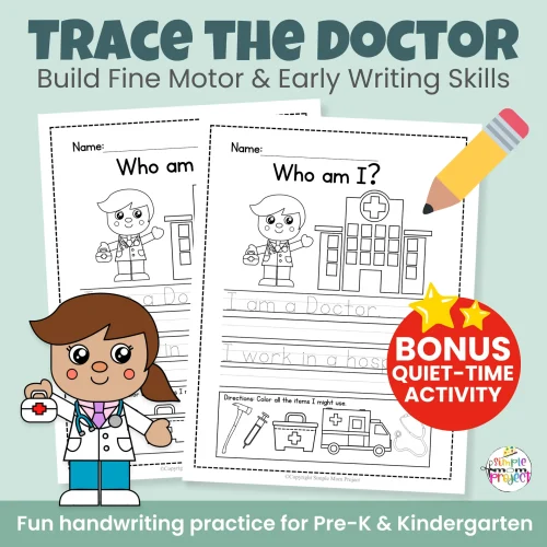 Make community helper lessons fun with this doctor cut & paste craft for kids. Designed for early learners and includes bonus tracing, labeling, and coloring pages. Easy, engaging, and perfect for print-and-go classroom or homeschool activities.