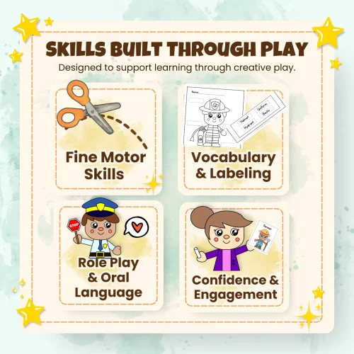 This Community Helper Cut & Paste Crafts Bundle includes 10 hands-on activities plus bonus learning pages. Perfect for preschool and kindergarten community helper units, centers, and print-and-go lessons.
