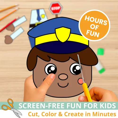 Make community helper lessons fun with this police officer cut & paste craft for kids. Designed for early learners and includes bonus tracing, labeling, and coloring pages. Easy, engaging, and perfect for print-and-go classroom or homeschool use.